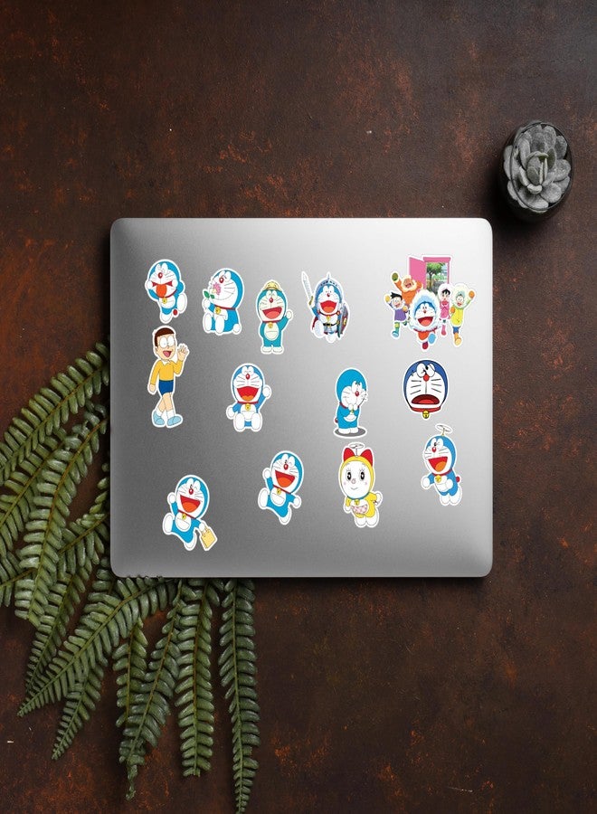 دي2سي مجموعة ملصقات دورايمون الكرتونية من D2C، 67 ملصقًا بلمسة نهائية لامعة، 5 سم بأحجام عشوائية، لأجهزة الكمبيوتر المحمولة، ودفاتر القصاصات، وزجاجات المياه، وغيرها. - Image 2